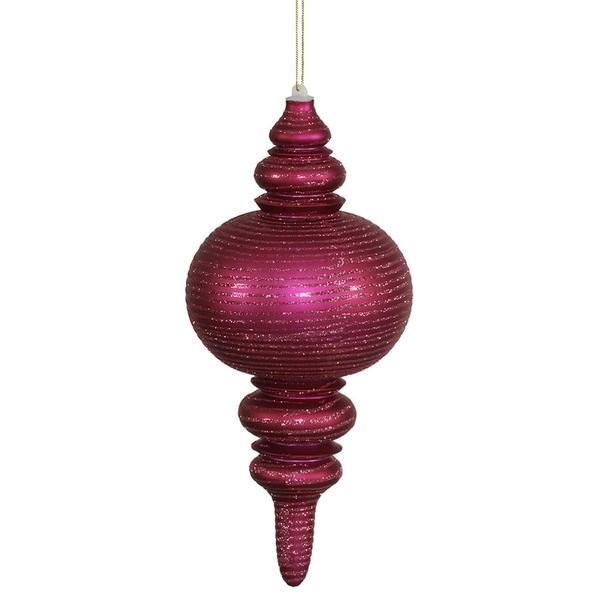 13" Magenta Matte Glitter Finial Ornament