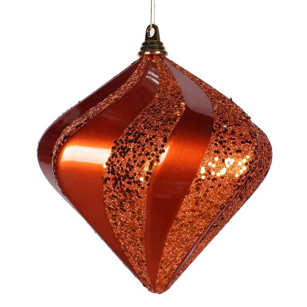 9.8" Orange Candy Glitter Swirl Diamond Ornament