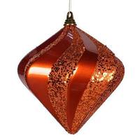 Vickerman 9.8" Orange Candy Glitter Swirl Diamond Ornament