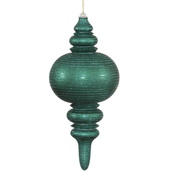 13" Emerald Matte Glitter Finial Ornament