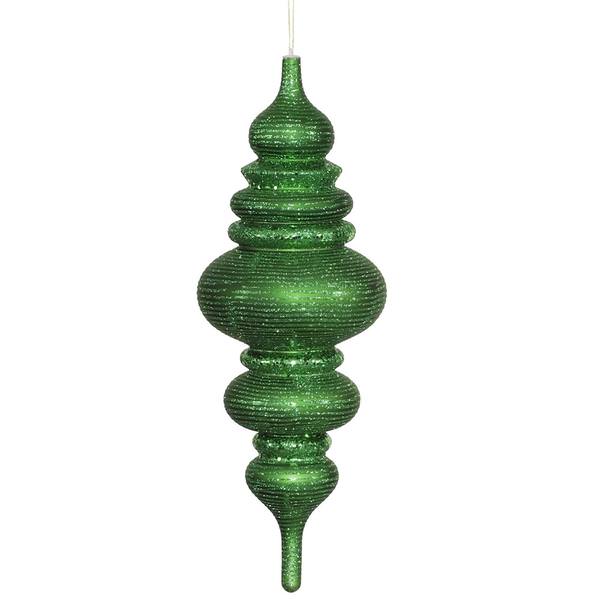 23" Green Matte Glitter Finial Ornament