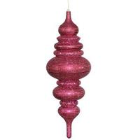 Vickerman 23" Magenta Matte Finish-Glitter Stripes Finial Ornament