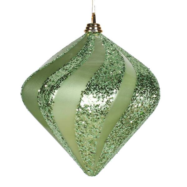 9.8" Celadon Candy Glitter Swirl Diamond Ornament