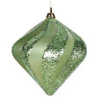 Vickerman 9.8" Celadon Candy Glitter Swirl Diamond Ornament