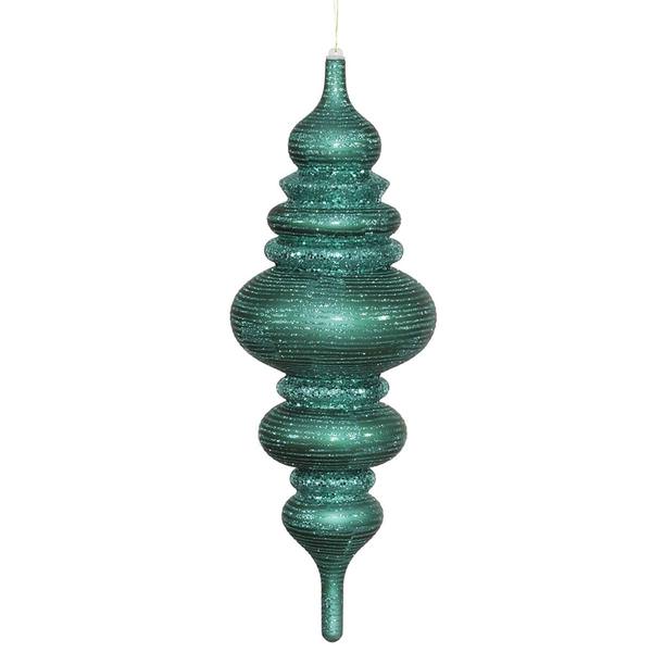 23" Emerald Matte Glitter Finial Ornament