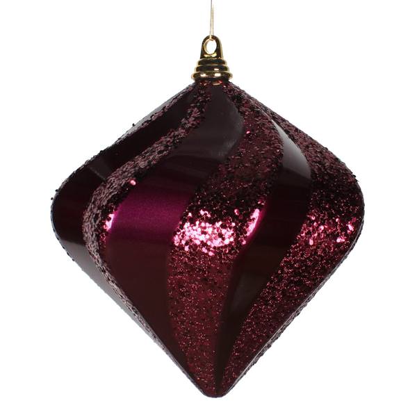 9.8" Eggplant Candy Glitter Swirl Diamond Ornament
