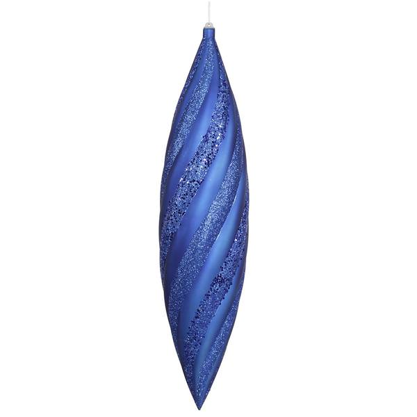 25" Blue Matte Glitter Swirl Drop Ornament