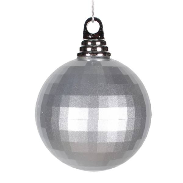 4" Silver Candy Mirror Ball Ornament