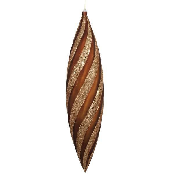 25" Copper Matte Glitter Swirl Drop Ornament