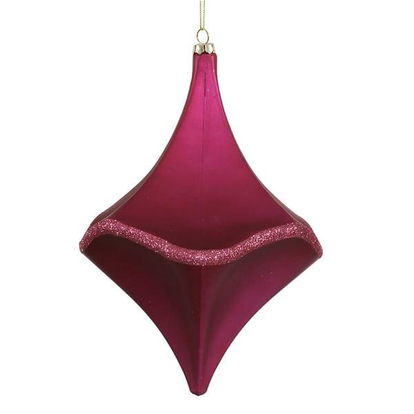 8" Magenta Matte-Glitter Cut Drop Ornament