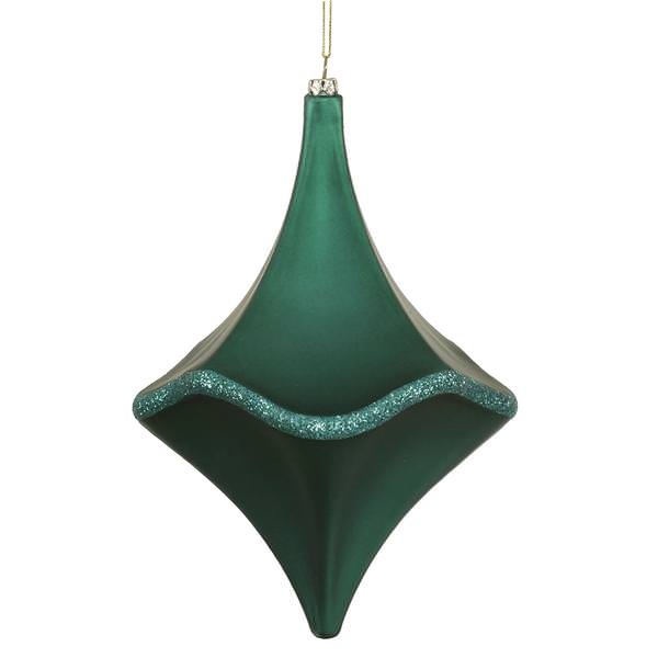 8" Emerald Matte Glitter Cut Drop Ornament