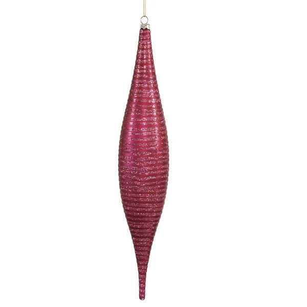 13" Magenta Matte-Glitter Skinny Drop Ornament