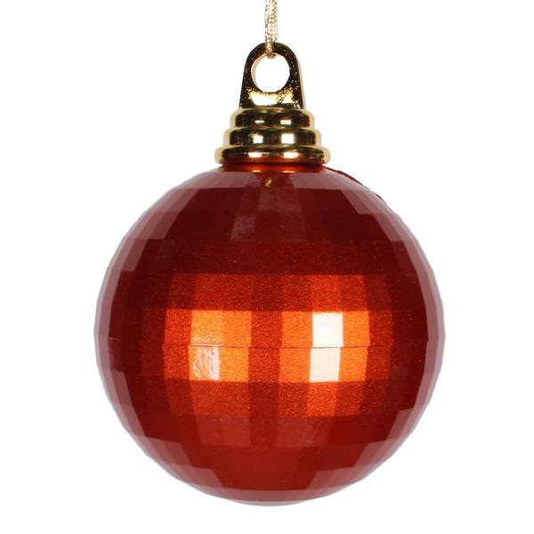 4" Burnished Orange Candy Mirror Ball Ornament