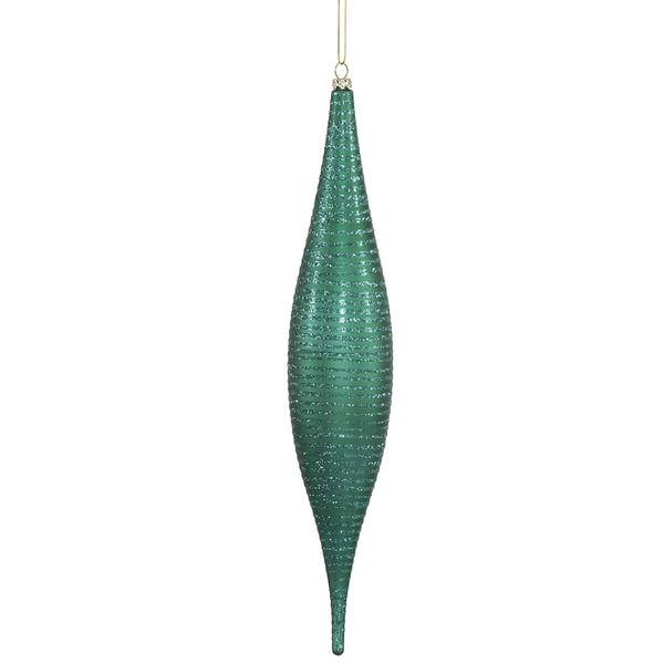 13" Emerald Matte Glitter Skinny Drop Ornament