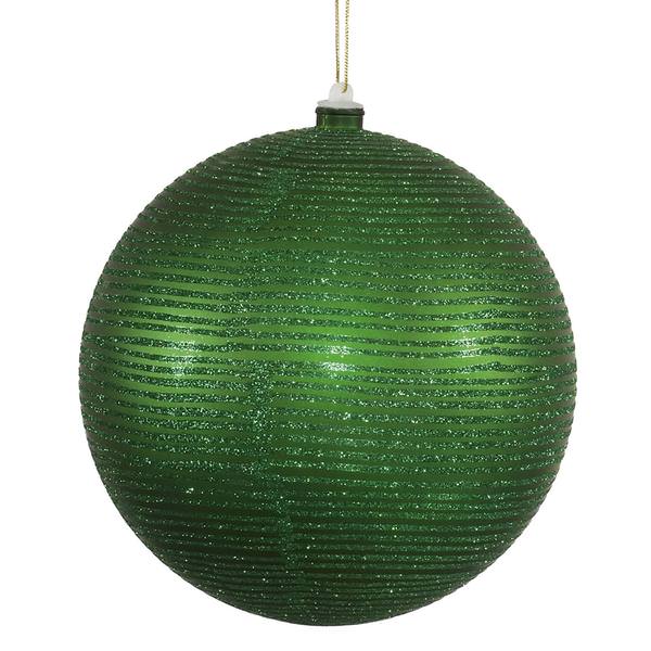5.5" Green Matte Glitter Ball Ornament