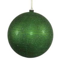 Vickerman 5.5" Green Matte Glitter Ball Ornament
