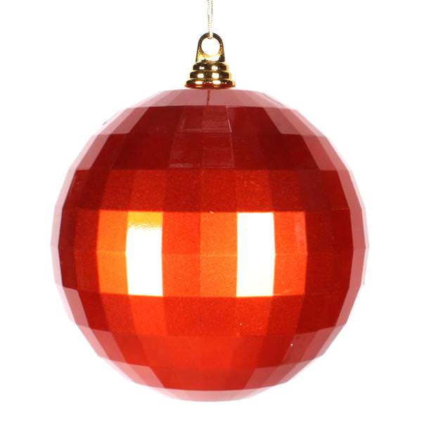 8" Burnished Orange Candy Mirror Ball Ornament