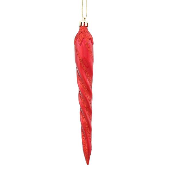 7.7" Red Candy Glitter Icicle Ornament (8 pack)