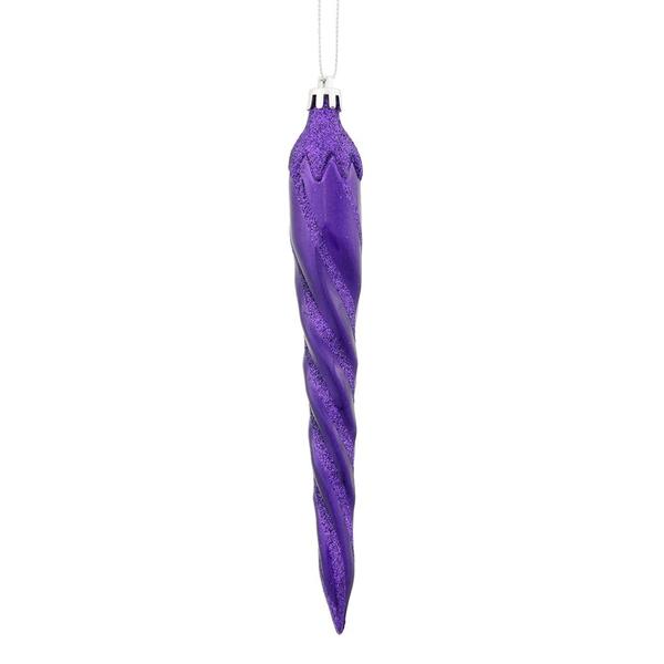 7.7" Purple Candy Glitter Icicle Ornament (8 pack)