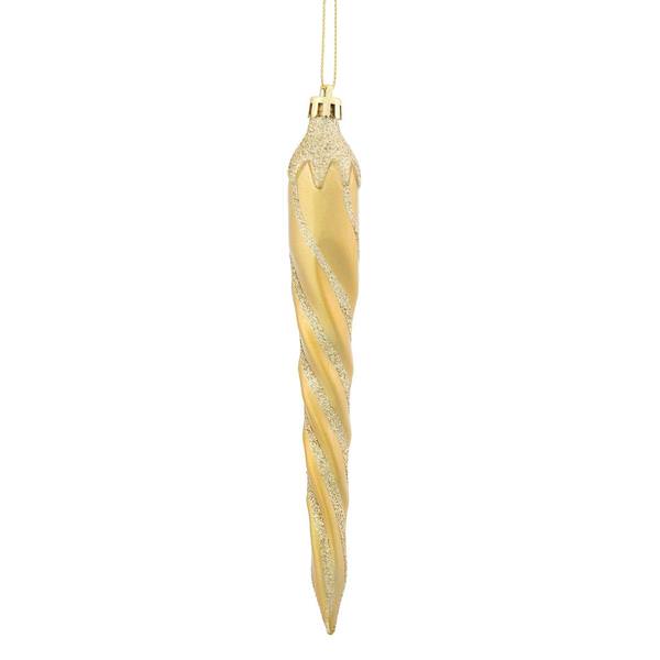 7.7" Gold Candy Glitter Icicle Ornament (8 pack)
