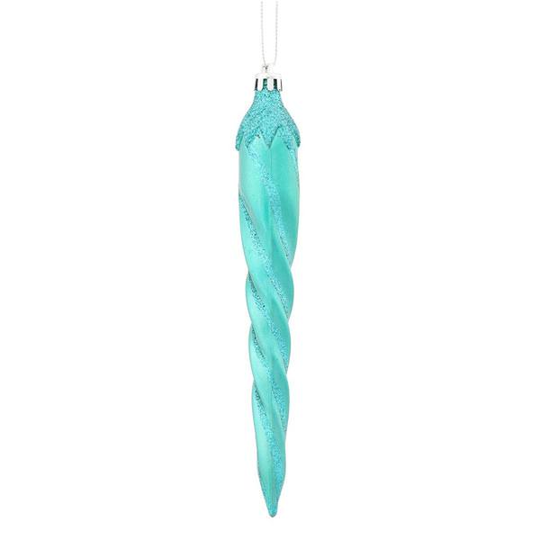 7.7" Teal Candy Glitter Icicle Ornament (8 pack)