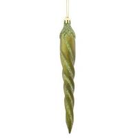 Vickerman 7.7" Olive Candy Glitter Icicle Ornament (8 pack)