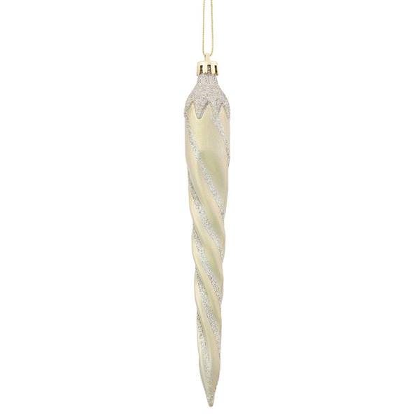 7.7" Champagne Candy Glitter Icicle Ornament (8 pack)