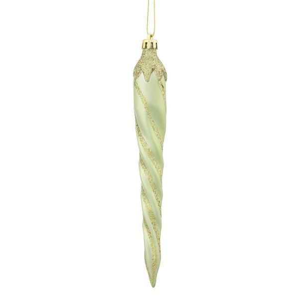 7.7" Celadon Candy Glitter Icicle Ornament (8 pack)