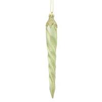 Vickerman 7.7" Celadon Candy Glitter Icicle Ornament (8 pack)