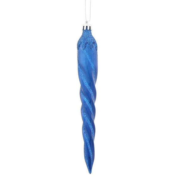7.7" Sea Blue Candy Glitter Icicle Ornament (8 pack)