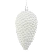Vickerman 5" White Matte Glitter Pine Cone Ornament