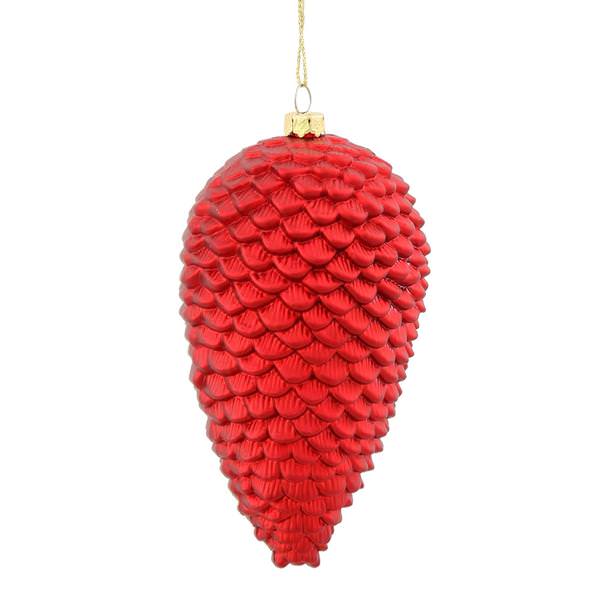 5" Red Matte Glitter Pine Cone Ornament