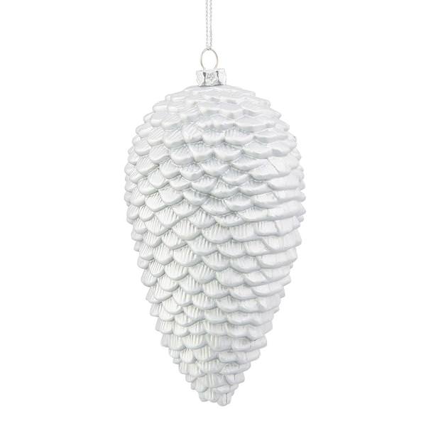 5" Silver Matte Glitter Pine Cone Ornament