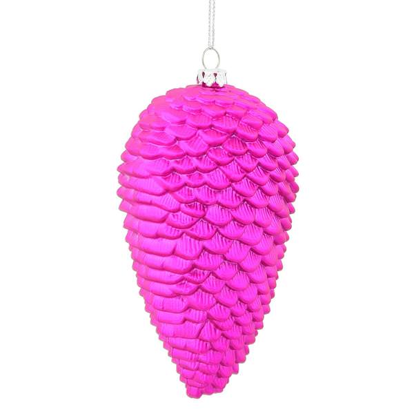 5" Cerise Matte Glitter Pine Cone Ornament