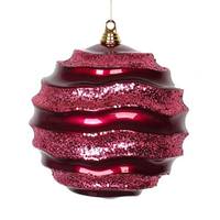 Vickerman 10" Magenta Candy Glitter Wave Ball Ornament