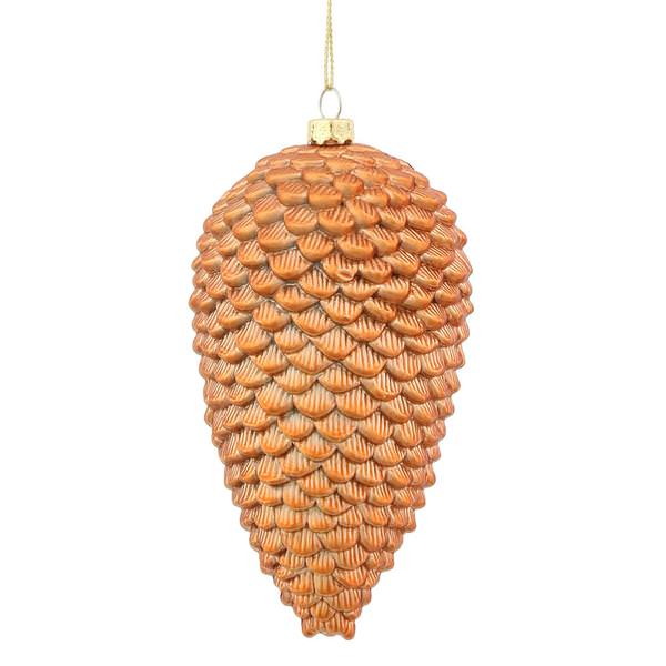5" Chocolate Matte Glitter Pine Cone Ornament