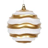 Vickerman 8" Gold / Silver Candy Glitter Wave Ball Ornament