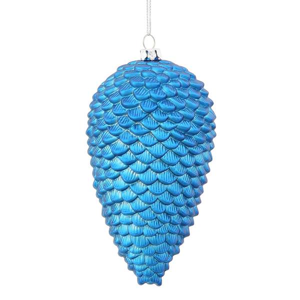 5" Slate Blue Matte Glitter Pine Cone Ornament