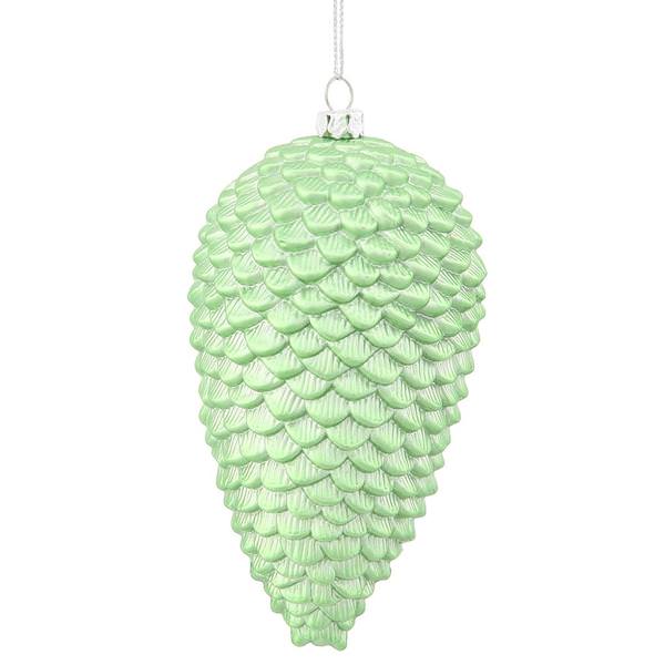 5" Celadon Matte Glitter Pine Cone Ornament