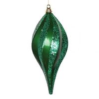 View 8" Green Candy Glitter Swirl Drop Ornament