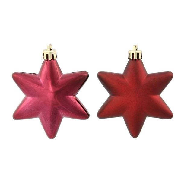 2" Burgundy Shiny / Matte Assorted Star Ornament (36 pack)