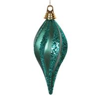 Vickerman 12" Emerald Candy Glitter Swirl Drop Ornament