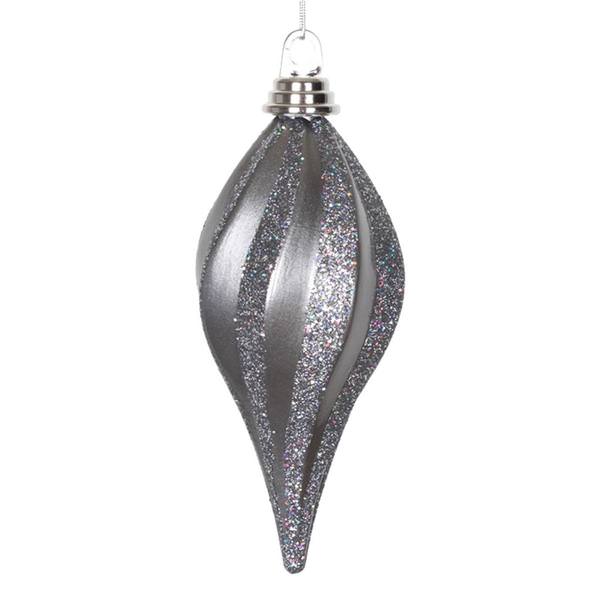 8" Pewter Candy Glitter Swirl Drop Ornament