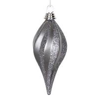 Vickerman 8" Pewter Candy Glitter Swirl Drop Ornament