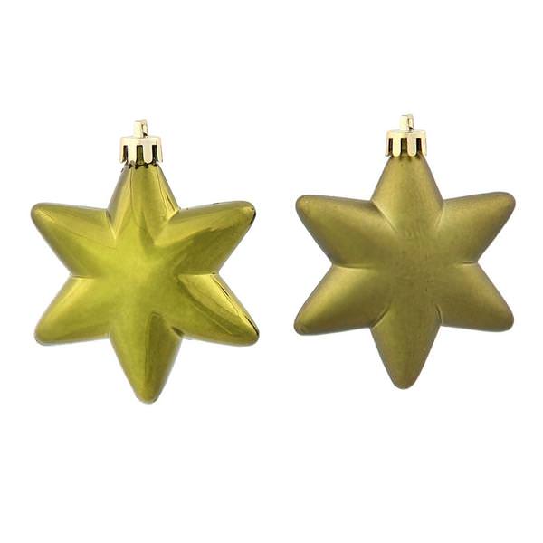 2" Olive Shiny / Matte Assorted Star Ornament (36 pack)