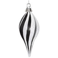 Vickerman 8" Black / Silver Candy Glitter Swirl Drop Ornament
