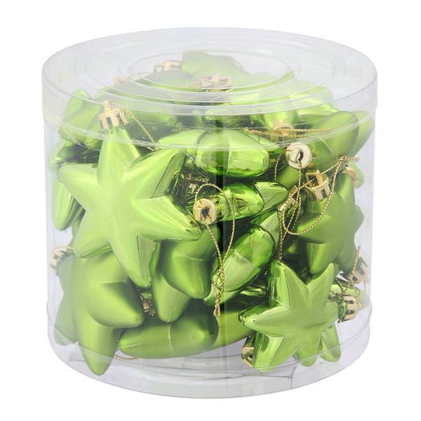 2" Lime Shiny / Matte Assorted Star Ornament (36 pack)