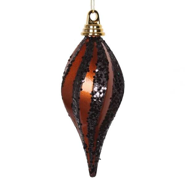 12" Copper / Black Candy Glitter Swirl Drop Ornament