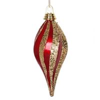 View 8" Red / Gold Candy Glitter Swirl Drop Ornament