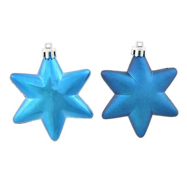 2" Sea Blue Shiny / Matte Assorted Star Ornament (36 pack)